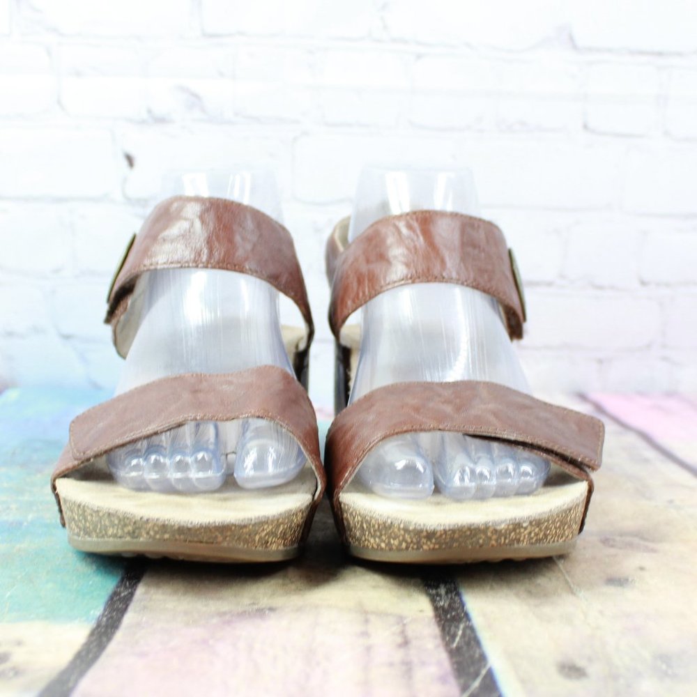 ABEO Una Leather Wedge Sandal Shoes Size 8 N - Picture 4 of 9